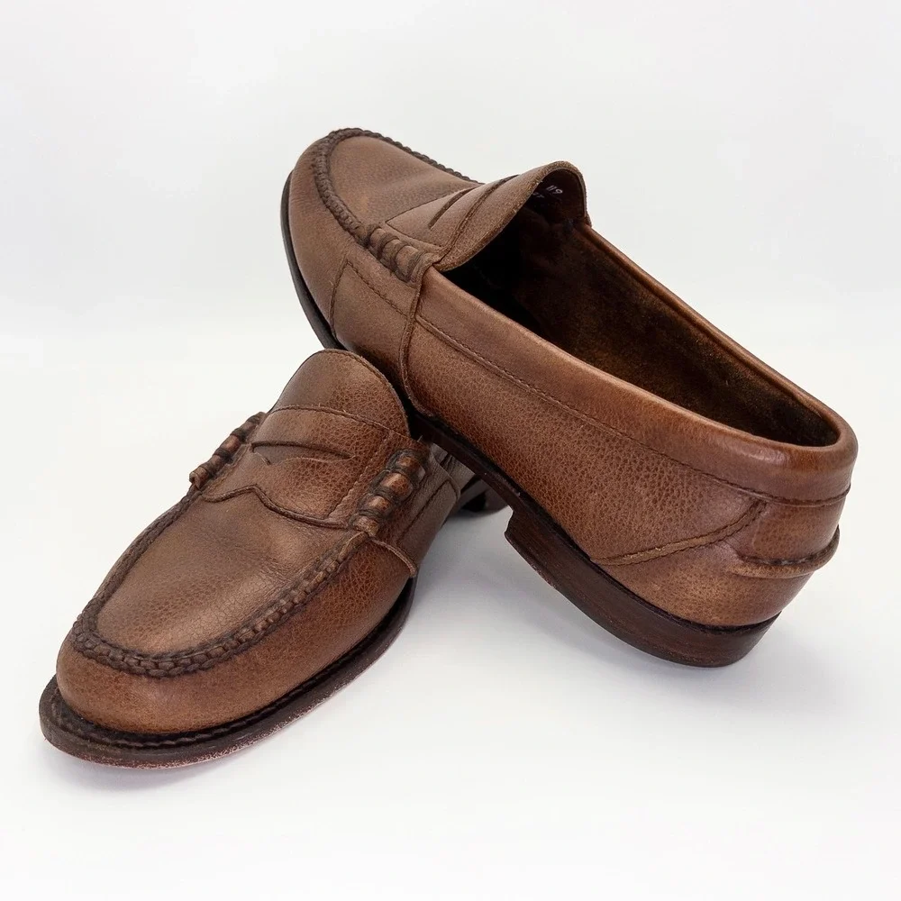 Polo Ralph Lauren Men's 11 EE Leather Penny Loafers Brown Made in Mexico Wide